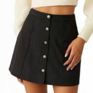 Wilfred Black Faux Suede Mini Skirt Button A-Line 6 Party Work Casual Preppy